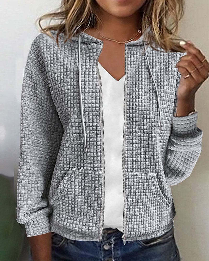 Heidi-Mode | Casual Jack Met Zak In Effen Kleur