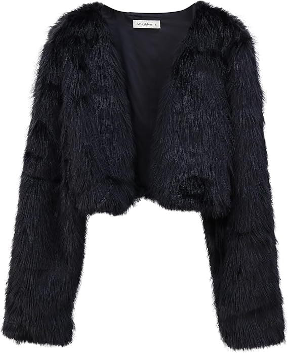 Damen Flauschige Kurzjacke mit offenem Schnitt Heidi-Mode