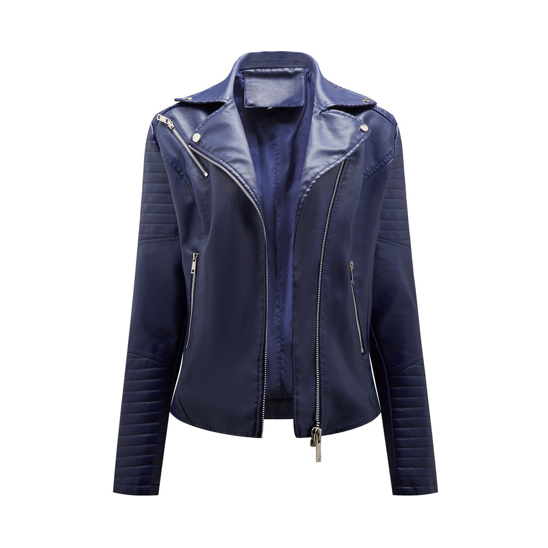 Damen Bikerjacke mit modischen Steppdetails und asymmetrischem Reißverschluss Heidi-Mode