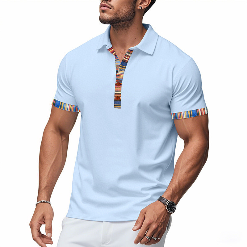 Herren Polo-Shirt mit buntem Kragen und strukturierter Optik Heidi-Mode