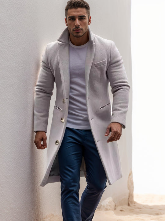 Herren eleganter Langmantel mit feinen Knopfdetails und schickem Schnitt Heidi-Mode