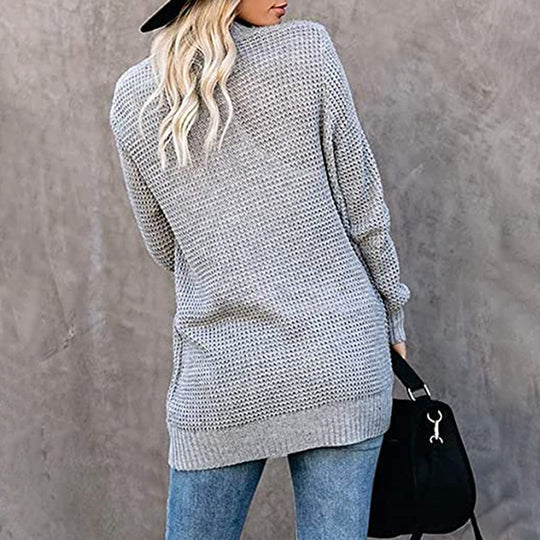 Damen Strickjacke mit tiefem V-Ausschnitt und praktischen Taschen Heidi-Mode