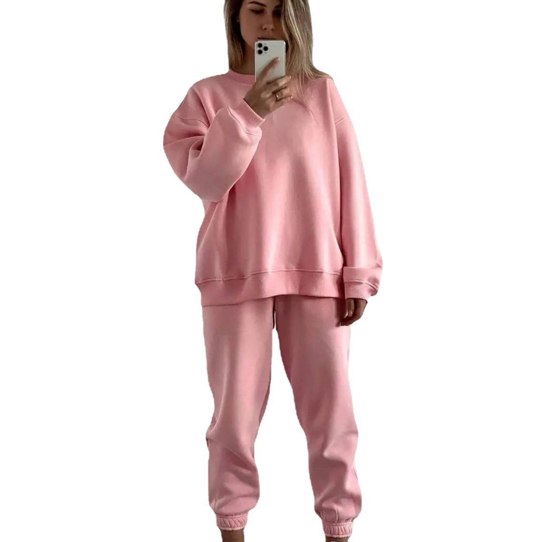 Damen lässiges Fleece-Trainingsset mit hoher Taille Heidi-Mode