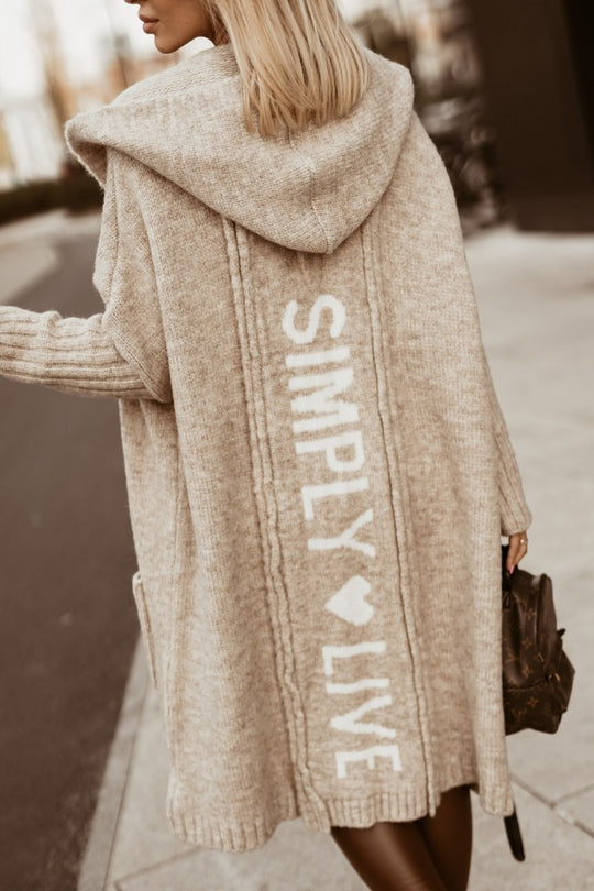 Damen Langarm-Strickmantel mit praktischen Taschen und offener Front Heidi-Mode