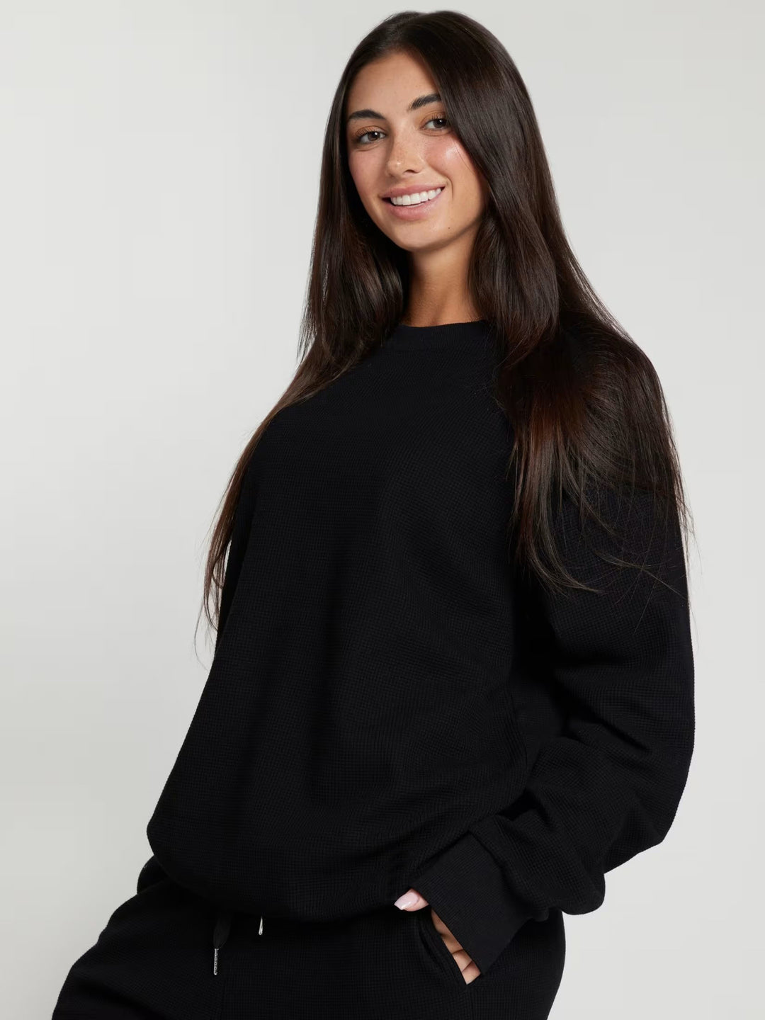 Damen Bequemer Waffelstruktur Pullover mit lässigem Schnitt Heidi-Mode