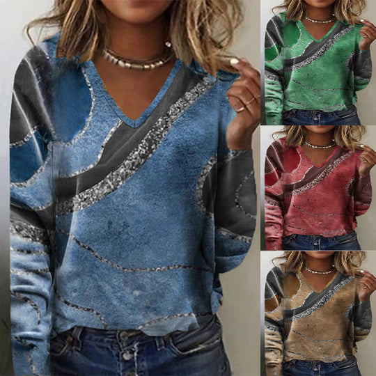 Damen Langarm-Pullover mit grafischem Muster Heidi-Mode