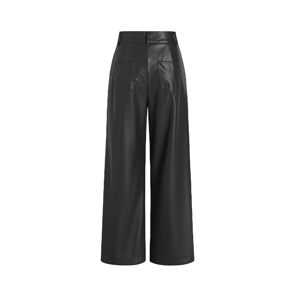 Damen elegante Culotte aus hochwertigem Kunstleder Heidi-Mode