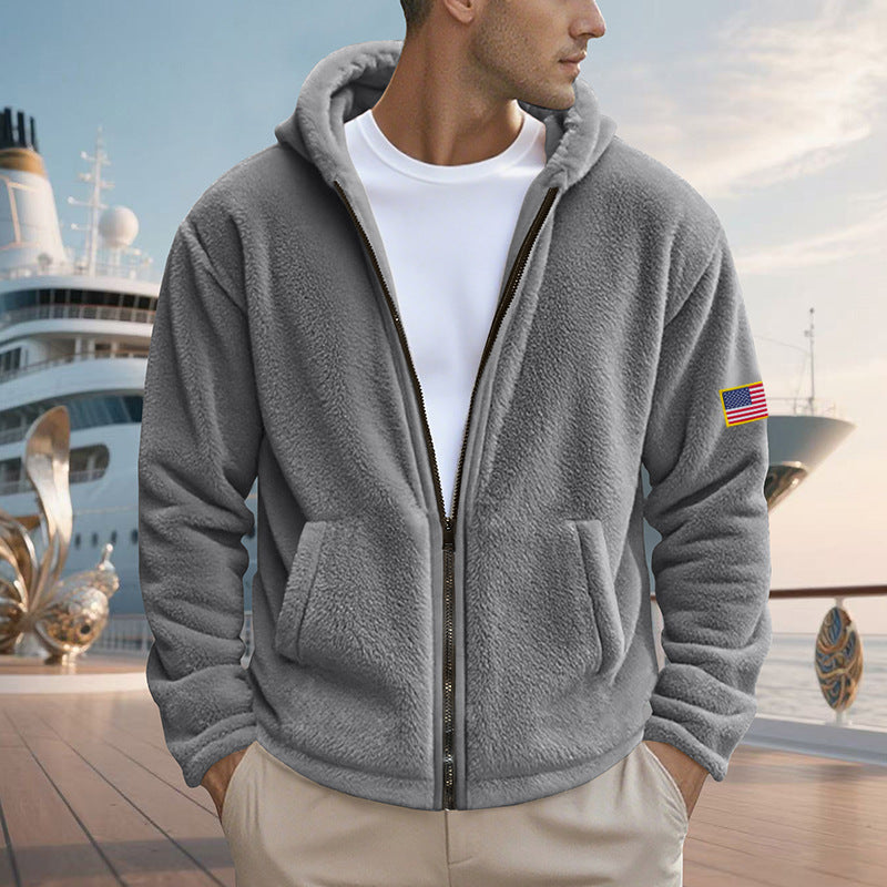 Herren Fleecejacke mit hohem Kragen und praktischen Seitentaschen Heidi-Mode