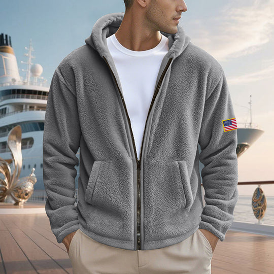 Herren Fleecejacke mit hohem Kragen und praktischen Seitentaschen Heidi-Mode