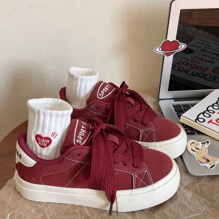 Damen sportive Sneakers mit dicker Sohle und atmungsaktiver Obermaterialkombination Heidi-Mode