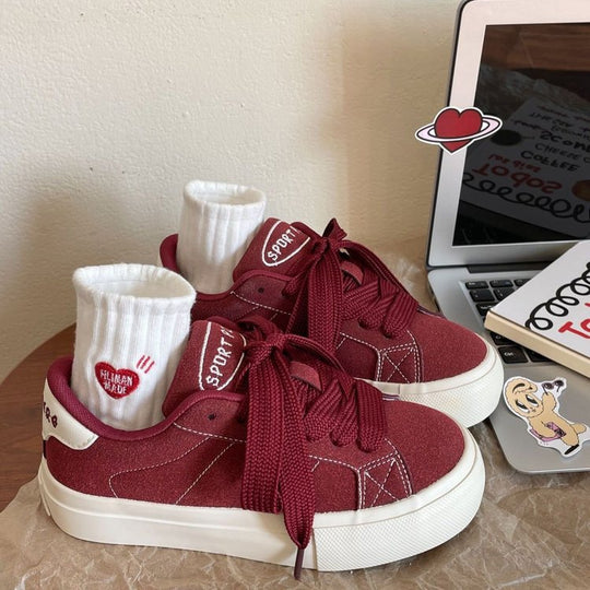 Damen sportive Sneakers mit dicker Sohle und atmungsaktiver Obermaterialkombination Heidi-Mode