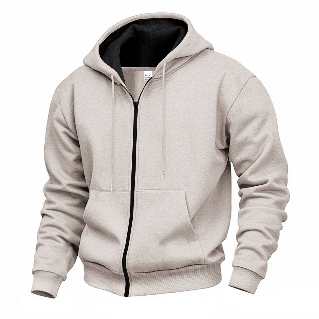 Herren Kapuzenpullover mit hoher Kragen- und doppellagiger Kapuze Heidi-Mode