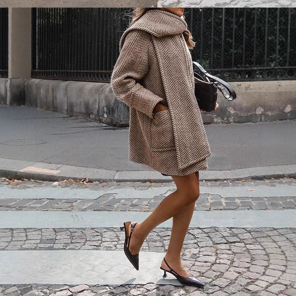 Damen modischer Wickelmantel im strukturierten Design Heidi-Mode