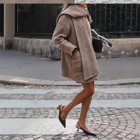 Damen modischer Wickelmantel im strukturierten Design Heidi-Mode