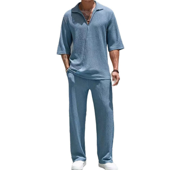 Herren Freizeitanzug mit strukturiertem Oberteil und lockerer Hose Heidi-Mode