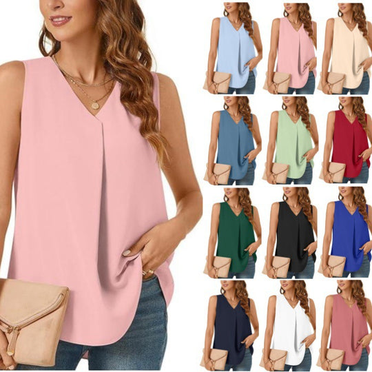 Damen Faltende Chiffon Bluse Heidi-Mode
