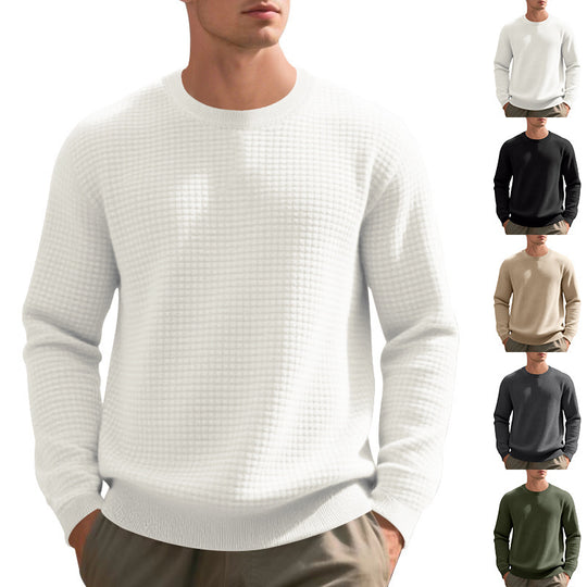 Herren warmer Pullover mit strukturiertem Gewebe und Rundhalsausschnitt Heidi-Mode