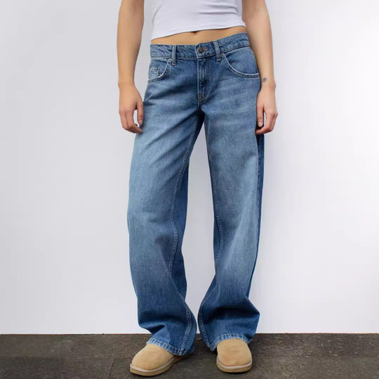 Damen Modische Weitjeans mit hohem Bund und vielseitigem Schnitt Heidi-Mode