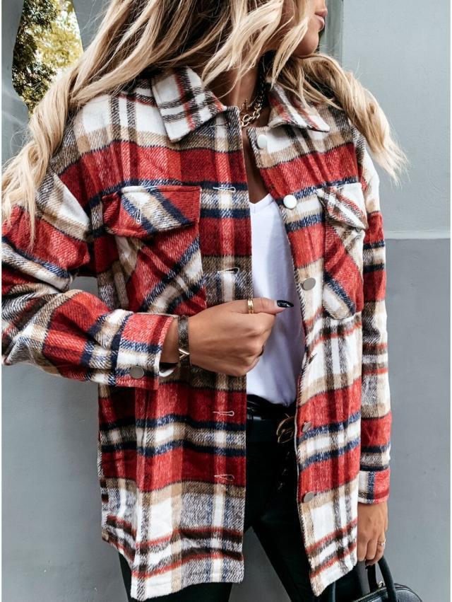 Damen Flanellhemd im Karodesign mit Taschen Heidi-Mode