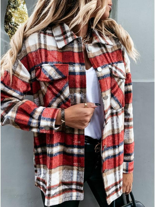 Damen Flanellhemd im Karodesign mit Taschen Heidi-Mode