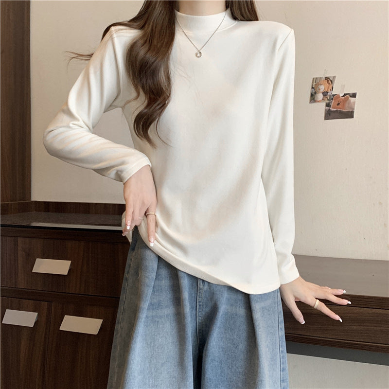 Damen Casual Mock Neck Langarmtop Heidi-Mode