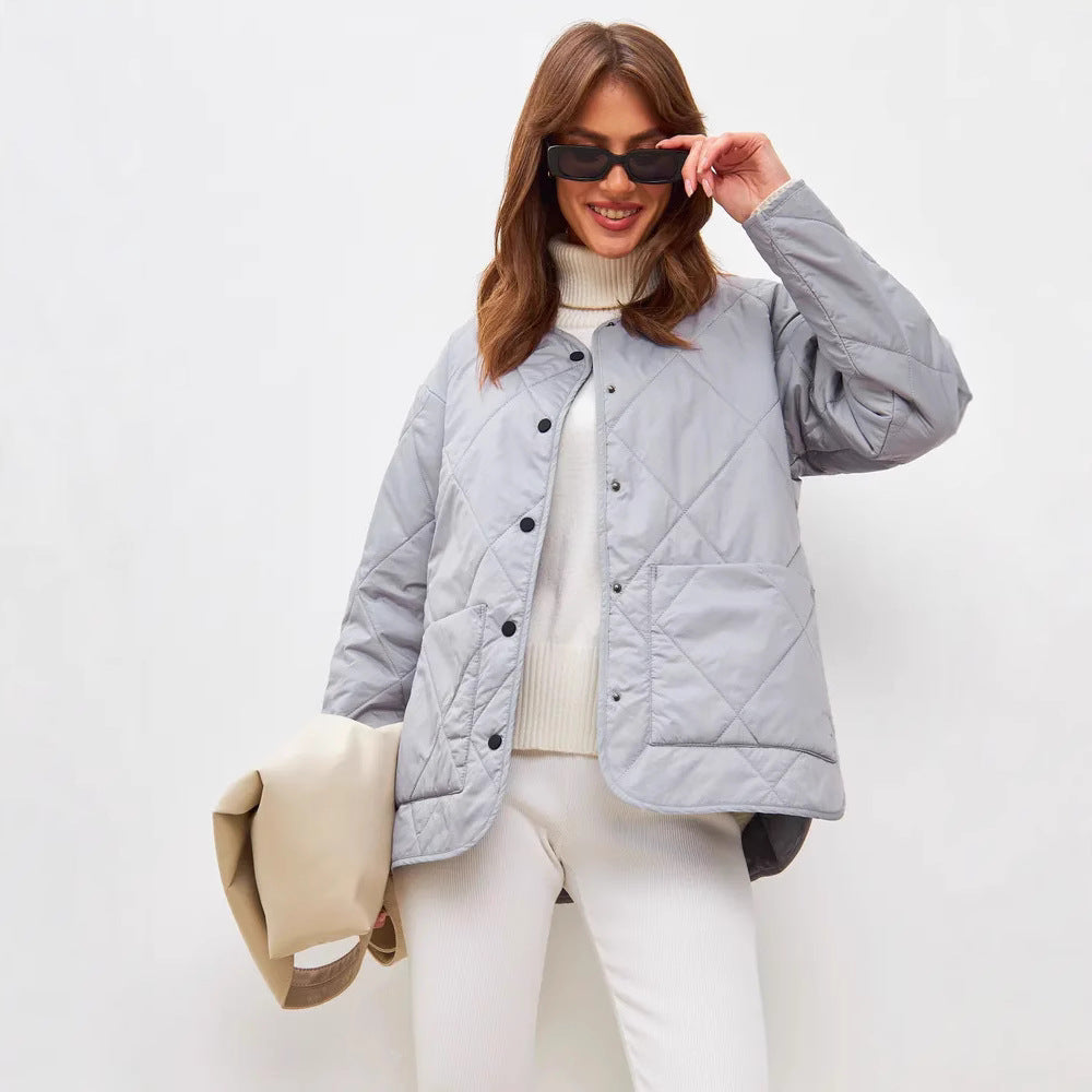 Damen gesteppte Freizeitjacke mit hoch geschlossenem Kragen und modischem Schnitt Heidi-Mode