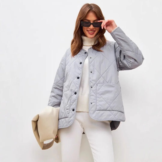 Damen gesteppte Freizeitjacke mit hoch geschlossenem Kragen und modischem Schnitt Heidi-Mode