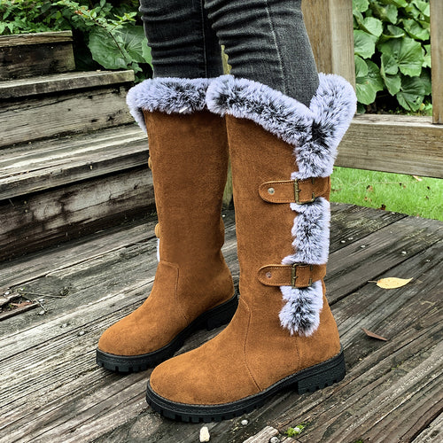 Damen Winterstiefel mit kuscheligem Kunstfellkragen und rutschfester Sohle Heidi-Mode