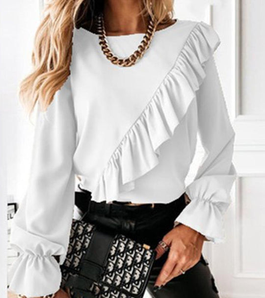 Damen Bluse mit voluminösen Rüschen Heidi-Mode