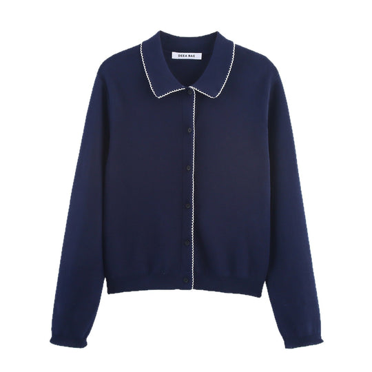 Damen casual und modische Strickjacke mit Kragen Heidi-Mode