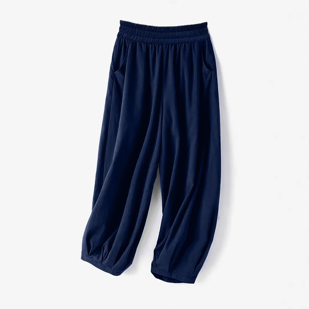 Damen Bequeme lockere Harem-Hose mit elastischem Bund Heidi-Mode