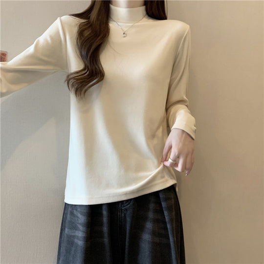 Damen Casual Mock Neck Langarmtop Heidi-Mode