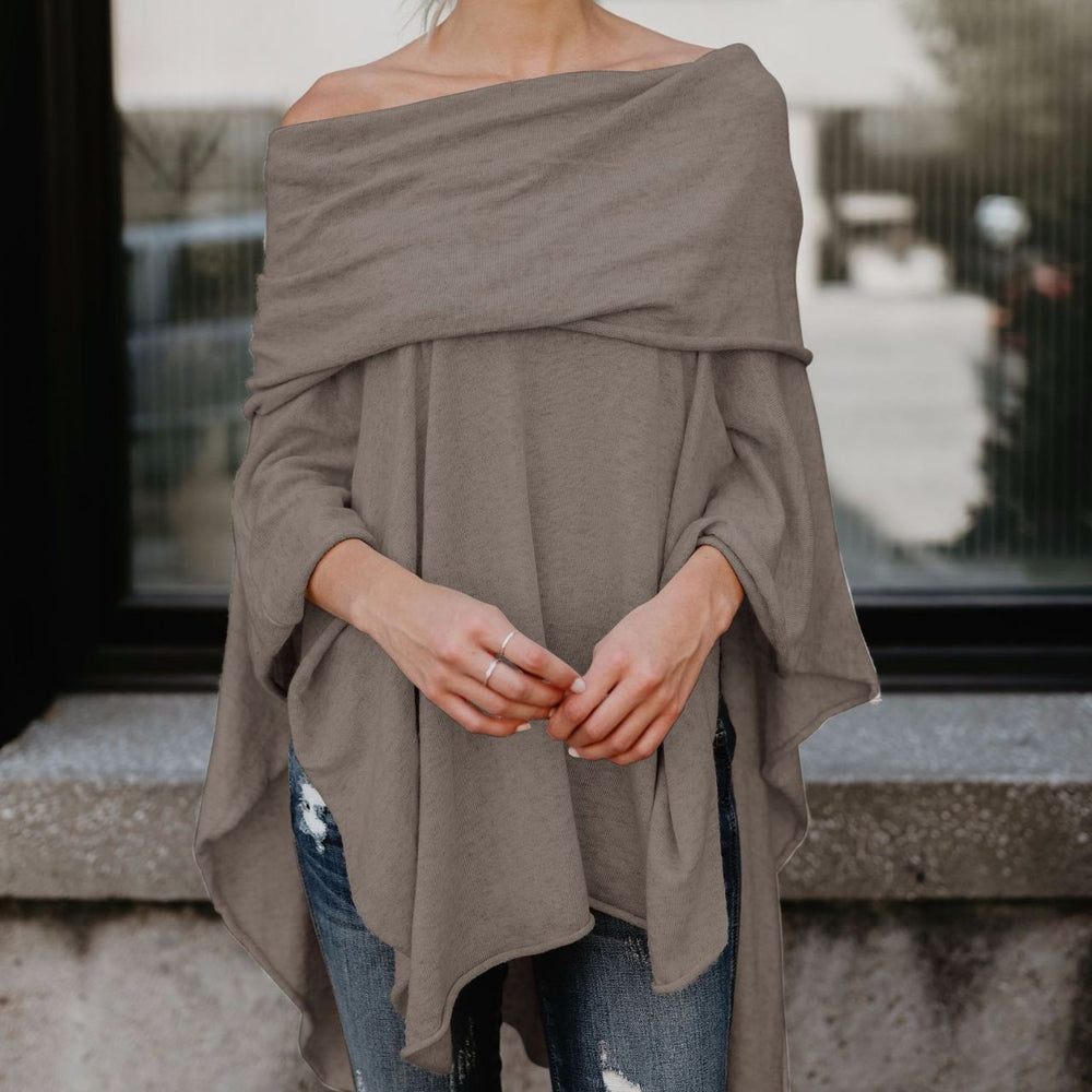 Damen lässiger Poncho mit asymmetrischem Saum Heidi-Mode