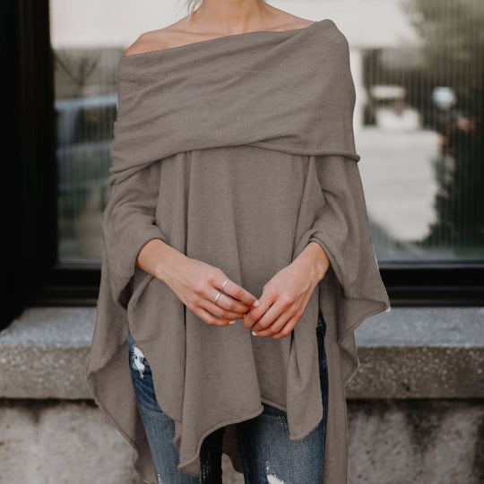 Damen lässiger Poncho mit asymmetrischem Saum Heidi-Mode