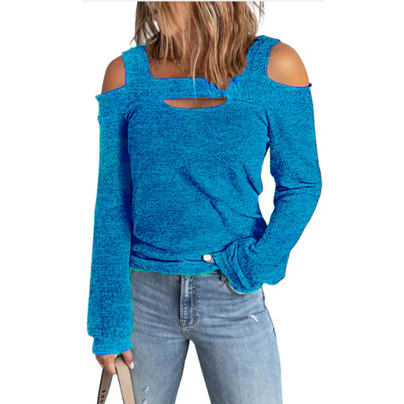 Damen lässiges Langarmshirt mit Cut-Out-Design Heidi-Mode