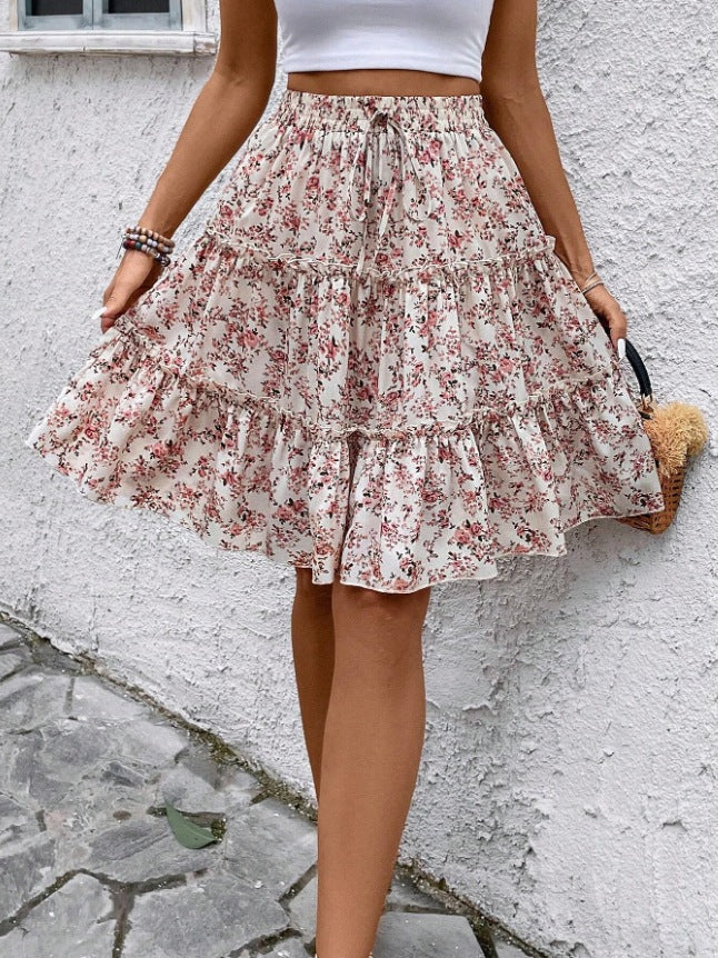 Damen Sommerrock mit charmanten Volantdetails und floralem Muster Heidi-Mode