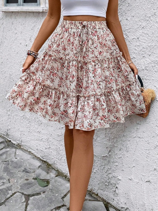 Damen Sommerrock mit charmanten Volantdetails und floralem Muster Heidi-Mode