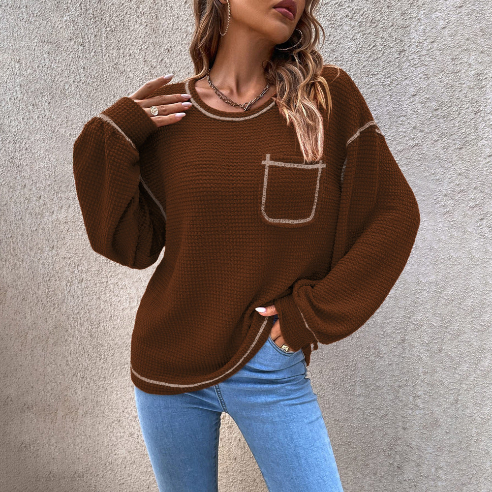 Damen lässiger Pullover mit modischen Puffärmeln Heidi-Mode