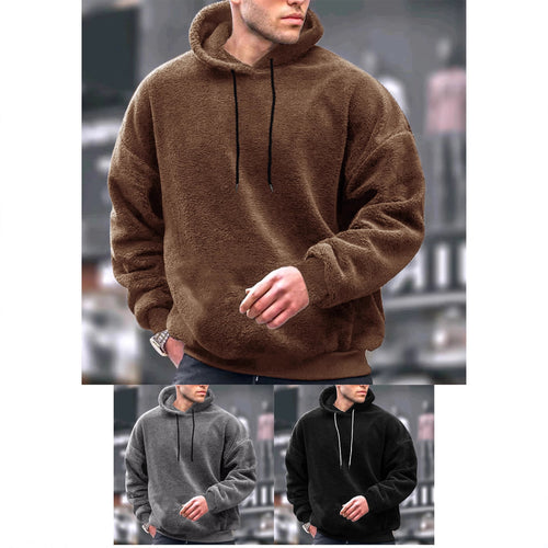 Herren Kuscheliger Fleece-Hoodie mit Kängurutasche und verstellbarer Kapuze Heidi-Mode