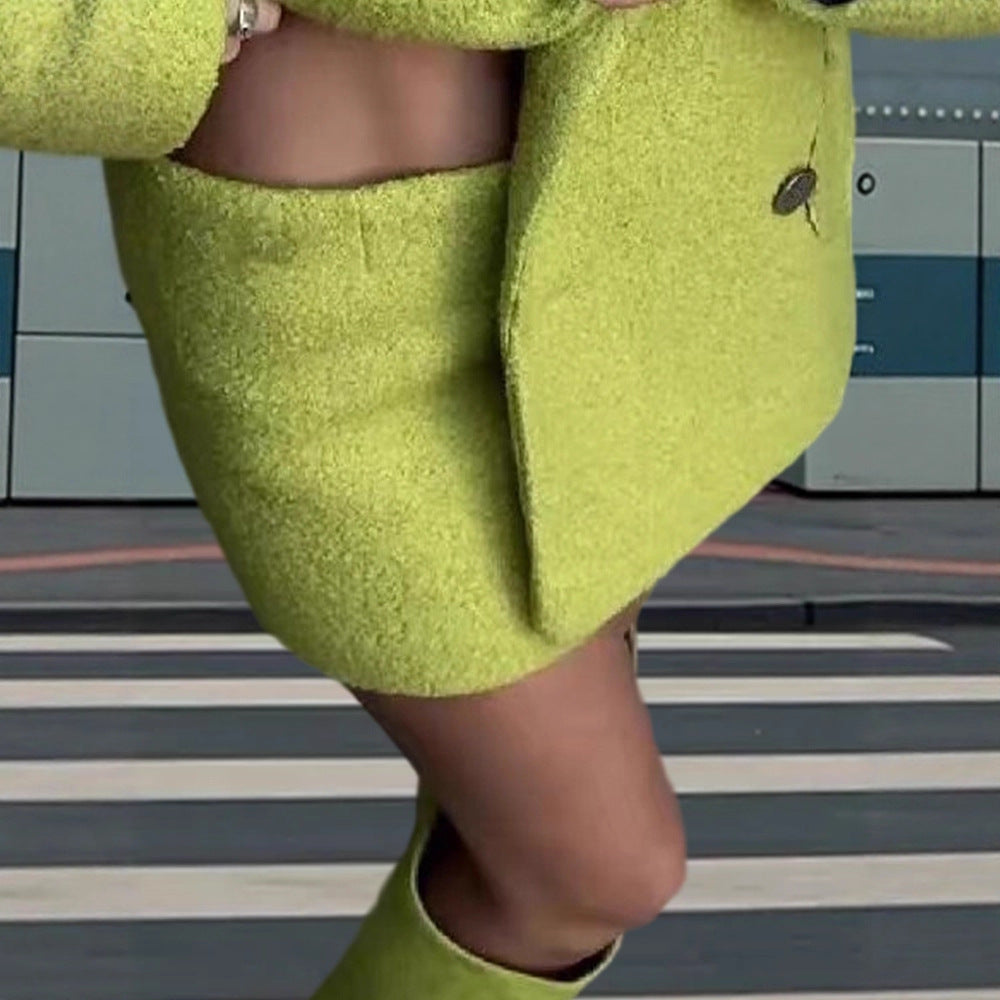 Damen Trendiger Überwurf-Blazer aus Wollmischung mit Herz-Detail Heidi-Mode