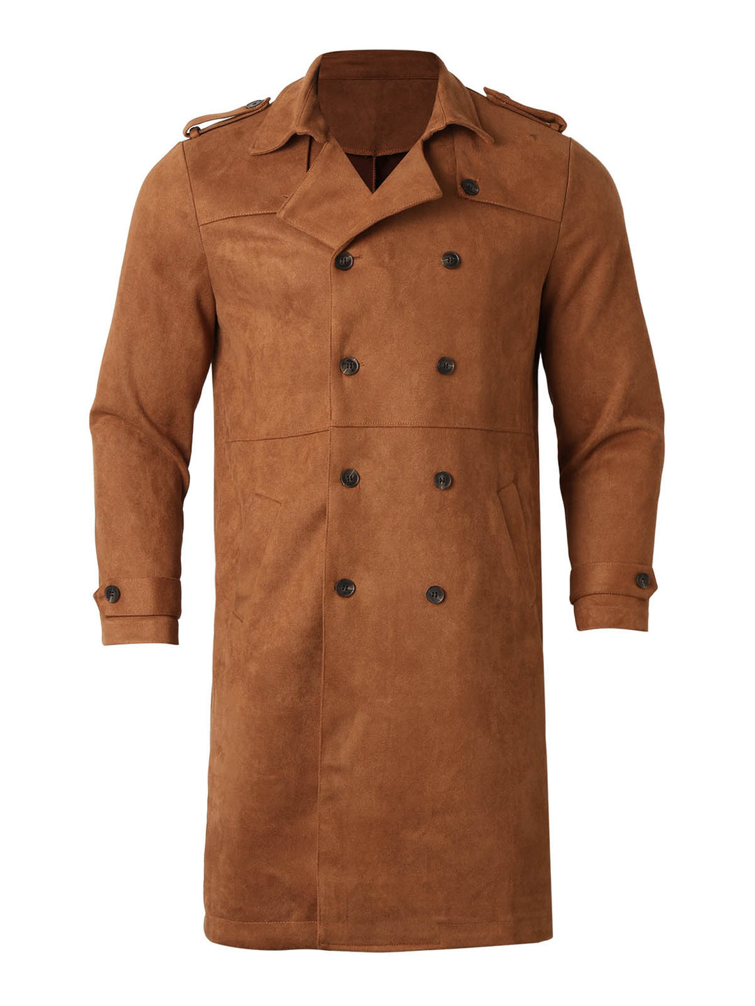 Herren Elegante Suede Trenchcoat mit doppelter Knopfleiste und praktischen Taschen Heidi-Mode