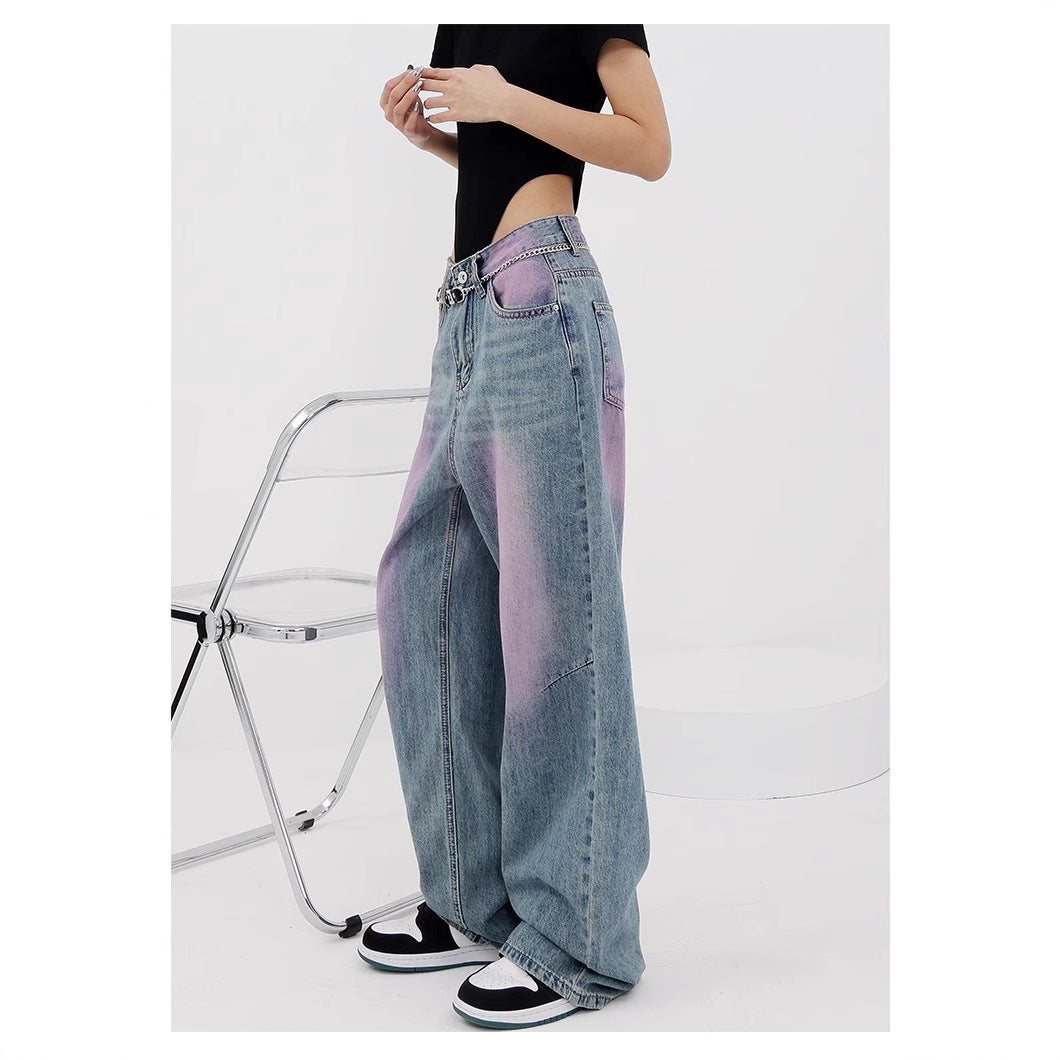 Damen lässige Baggy-Jeans mit farbverlaufendem Design und einem einzigartigen Schnitt Heidi-Mode