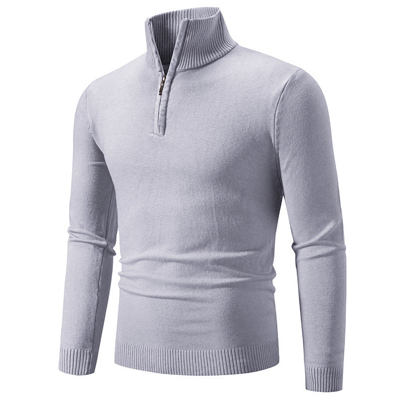 Herren modischer Rollkragenpullover mit Zipper und feiner Strickstruktur Heidi-Mode