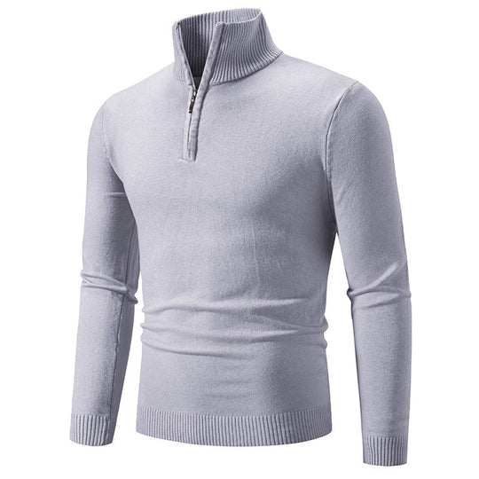 Herren modischer Rollkragenpullover mit Zipper und feiner Strickstruktur Heidi-Mode