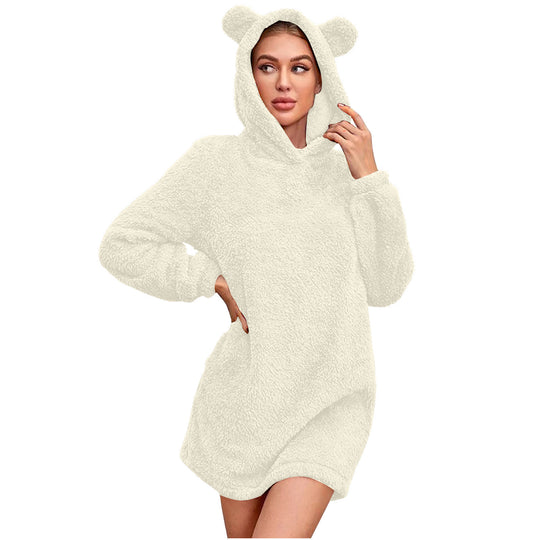 Damen Kuscheliger Hoodie mit Bärenohren Heidi-Mode