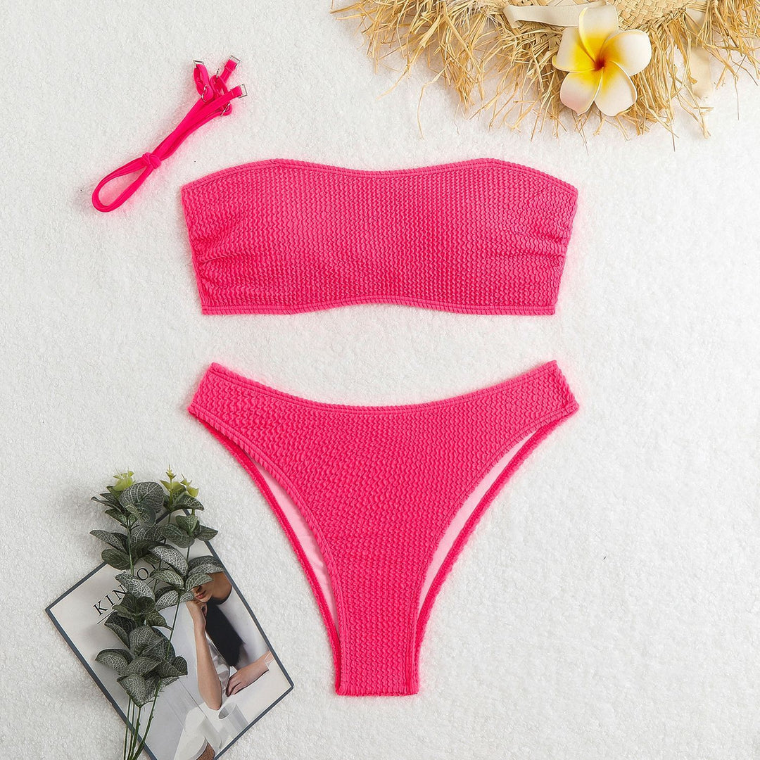 Damen Bandeau-Bikini-Set mit strukturiertem Oberteil und klassischem Schnitt Heidi-Mode