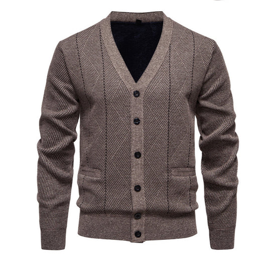 Herren modische Strickjacke mit einzigartigem Rautenmuster Heidi-Mode