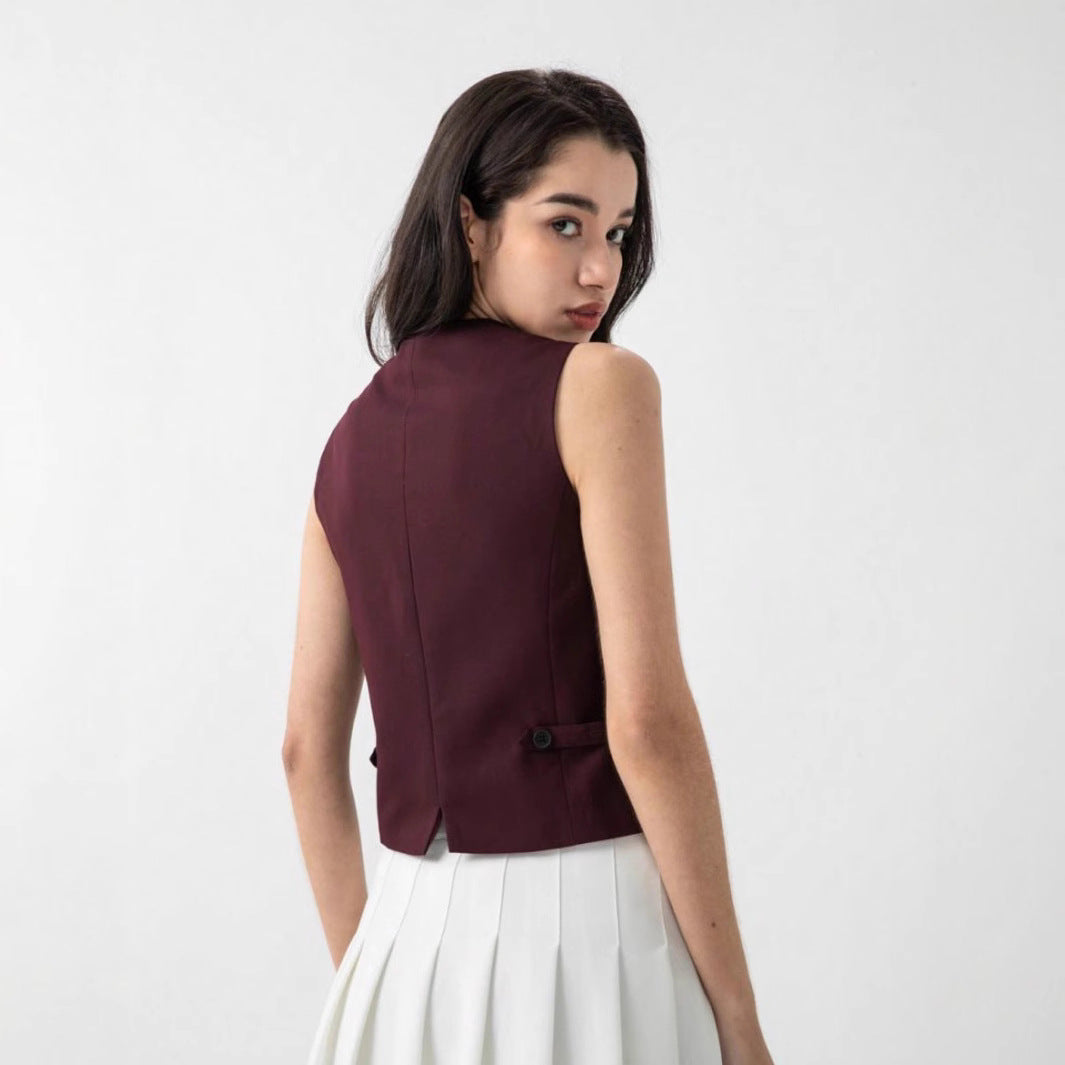 Damen elegante Weste mit modernem Schnitt und praktischen Knopfdetails Heidi-Mode