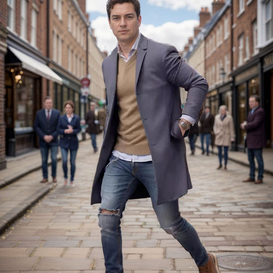 Herren eleganter und lässiger Langmantel aus hochwertigem Material Heidi-Mode