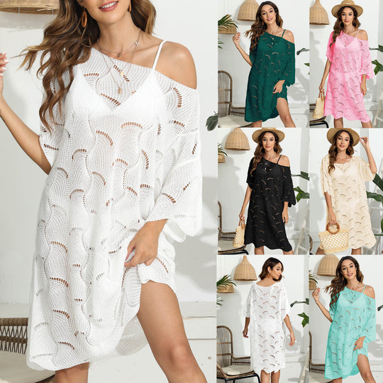 Damen luftiger Kaftan mit stilvollem Lochmuster und weitem Schnitt Heidi-Mode